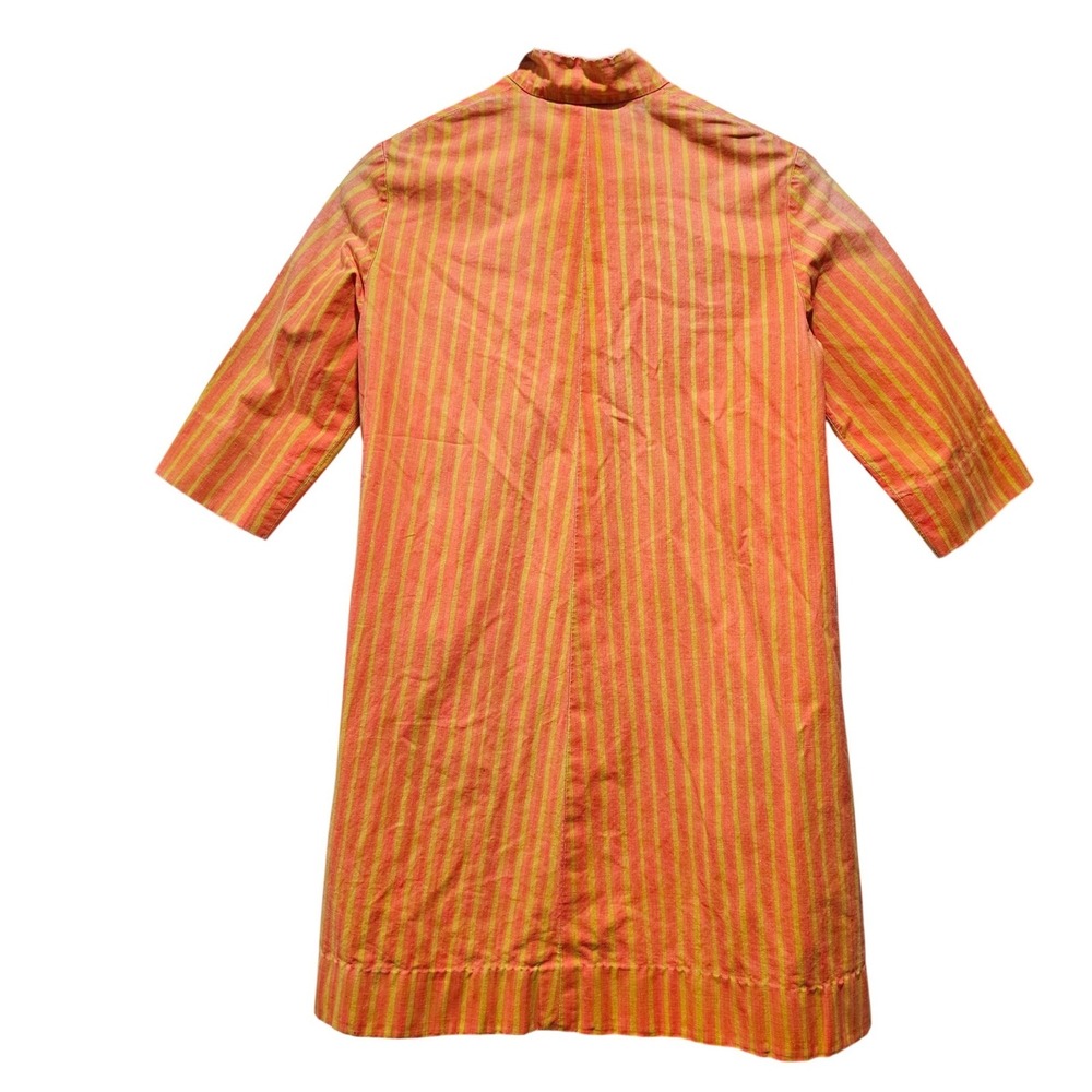 Vintage Marimekko Finland Dress Womens 6 Orange Yellow Stripe Cotton Mod Retro - Picture 4 of 10